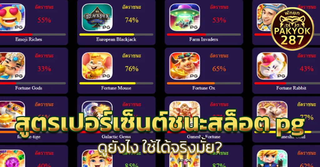 สูตรเปอร์เซ็นต์ชนะสล็อต pg